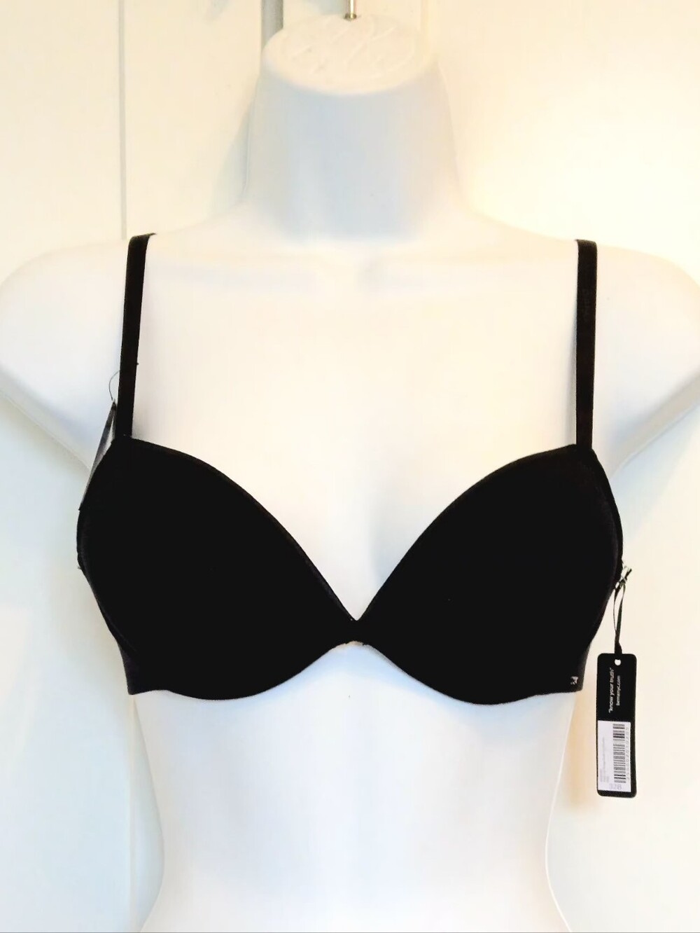 NWT Beme NYC Essensuals Plunge Light Push Up Underwire Bra Pitch Black 32B